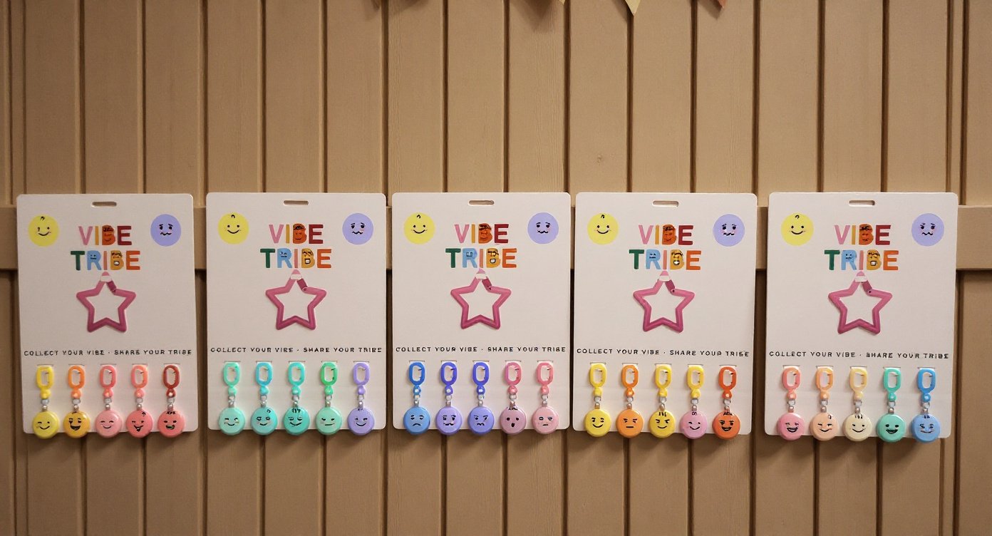 All five Vibe Tribe boards hanging on a retail wall